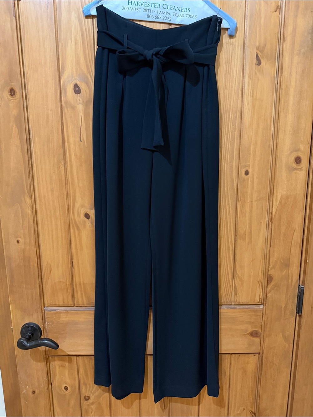ANTONIO MELANI Black Paperbag-Waist Wide Leg Pants with Tie
